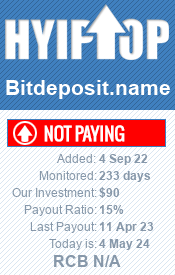 BitDepositName
   details image on Hyip Top